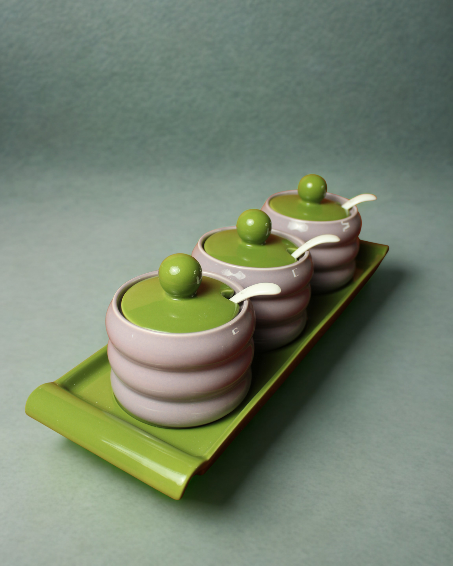Amethyst Grove Ceramic Spice Jars with Tray | Set of 7