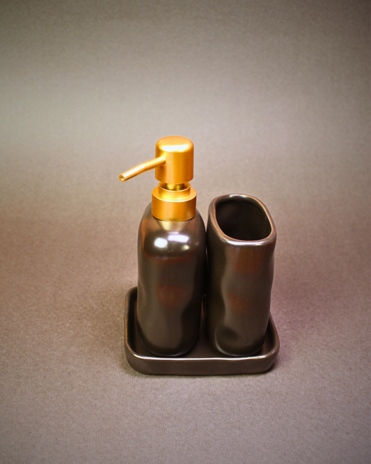 Onyx Black Wave Ceramic Bath Set – Set of 3