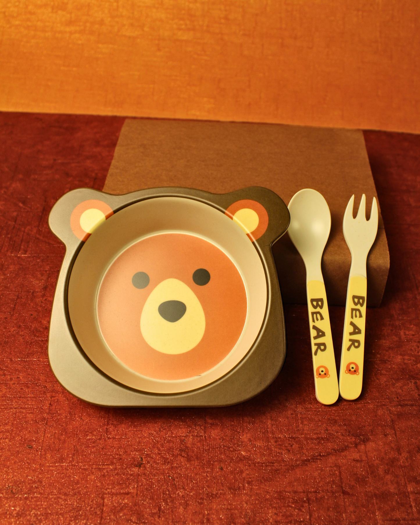 Cubby Bear Kids Bamboo Dinner Set of 5 | Eco-Friendly | 100% Organic | Stain Resistant | Break Resistant