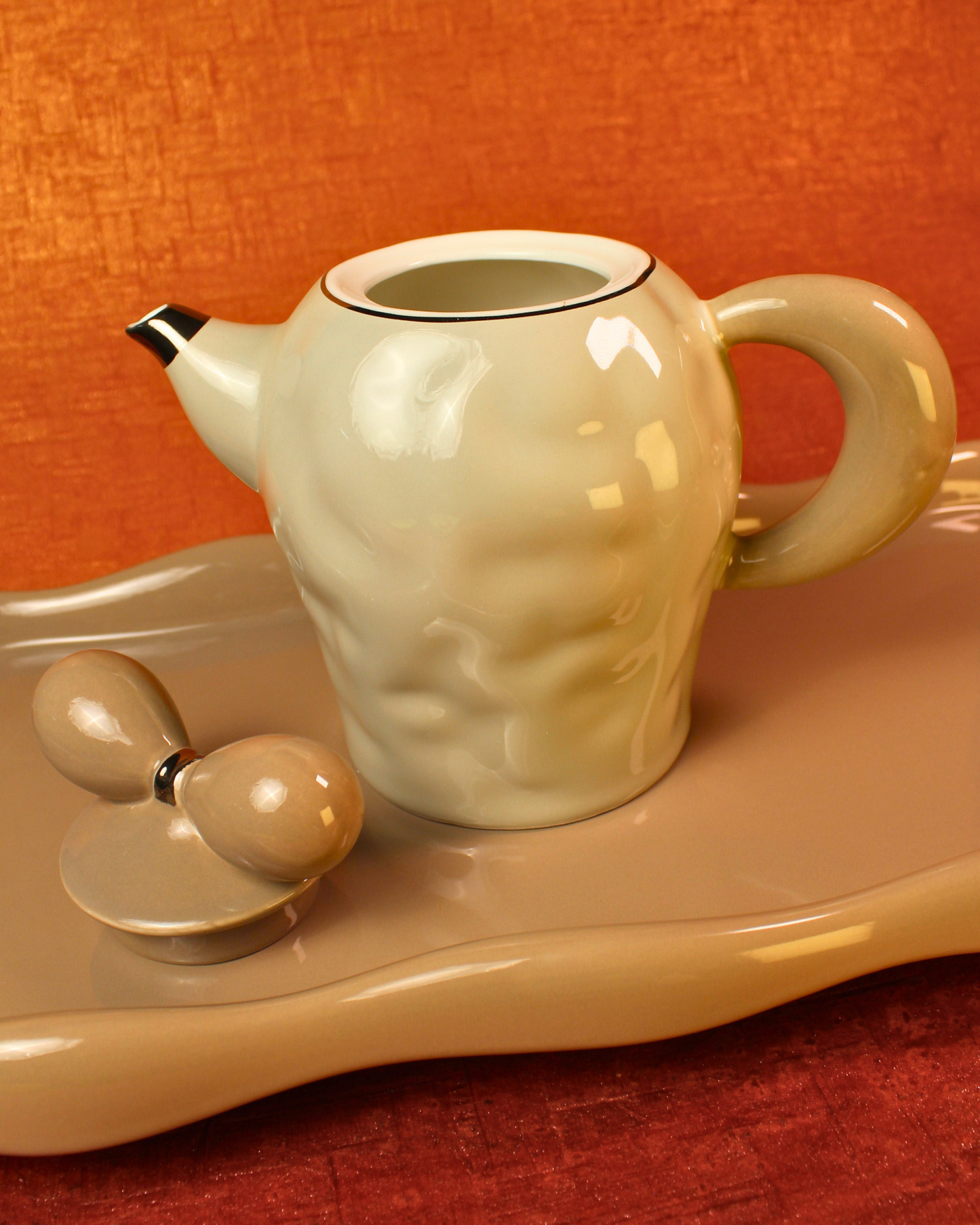 The Sterling & Bow Ceramic Tea Set - 6 Cups with Ceramic Tray