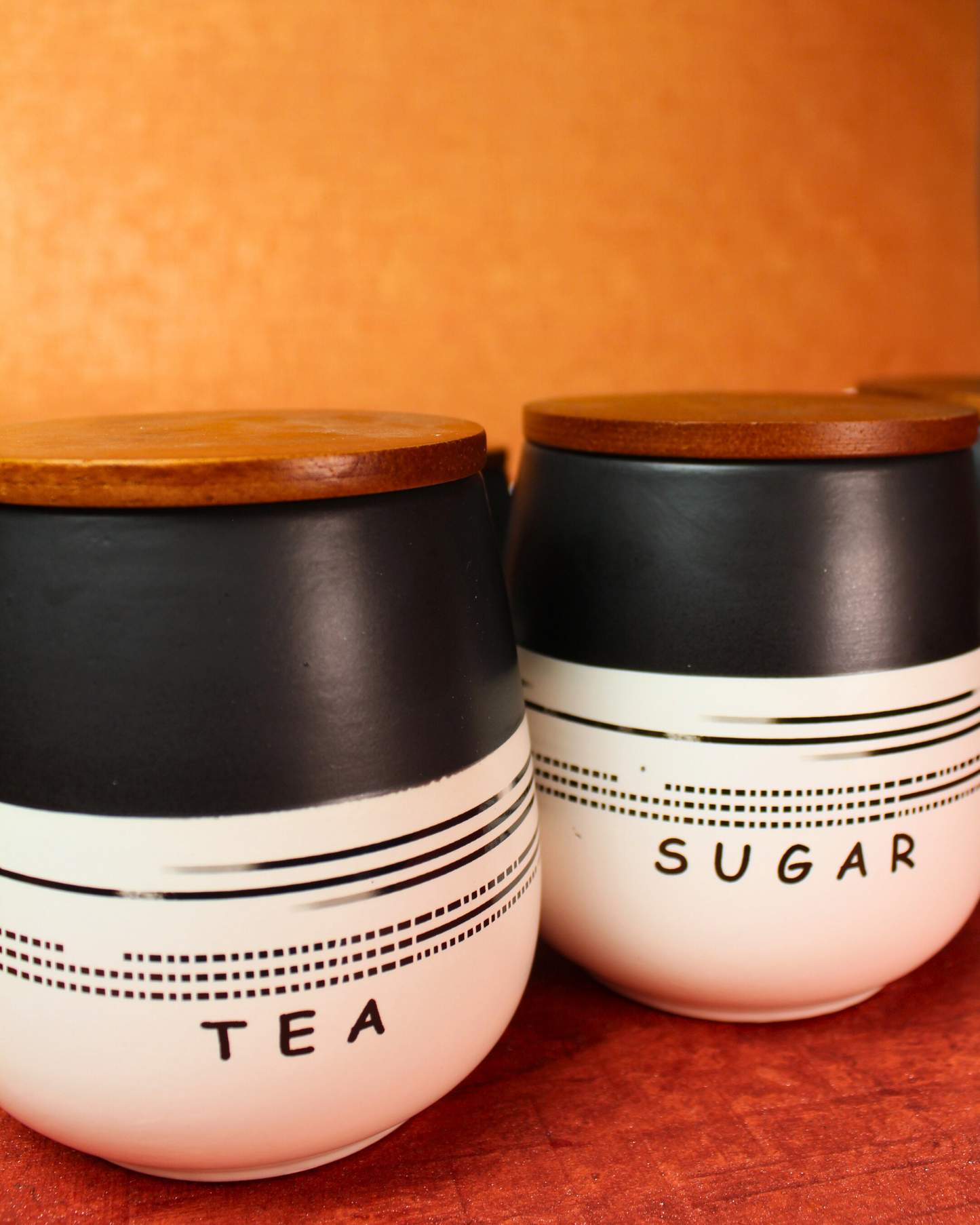 Azure Stripes Ceramic Spice Jar with Metal Rack | Set of 8
