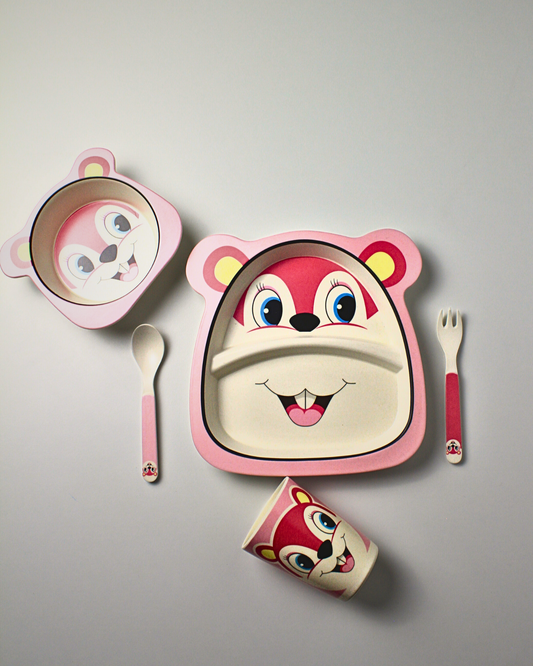 Thumper Bambi Kids Bamboo Dinner Set of 5 | Eco-Friendly | 100% Organic | Stain Resistant | Break Resistant