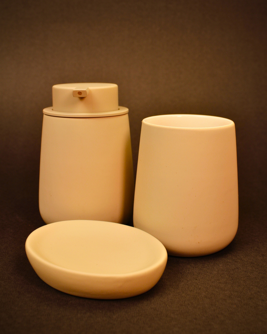 Sandstone Mini Ceramic Bath Set – Set of 3
