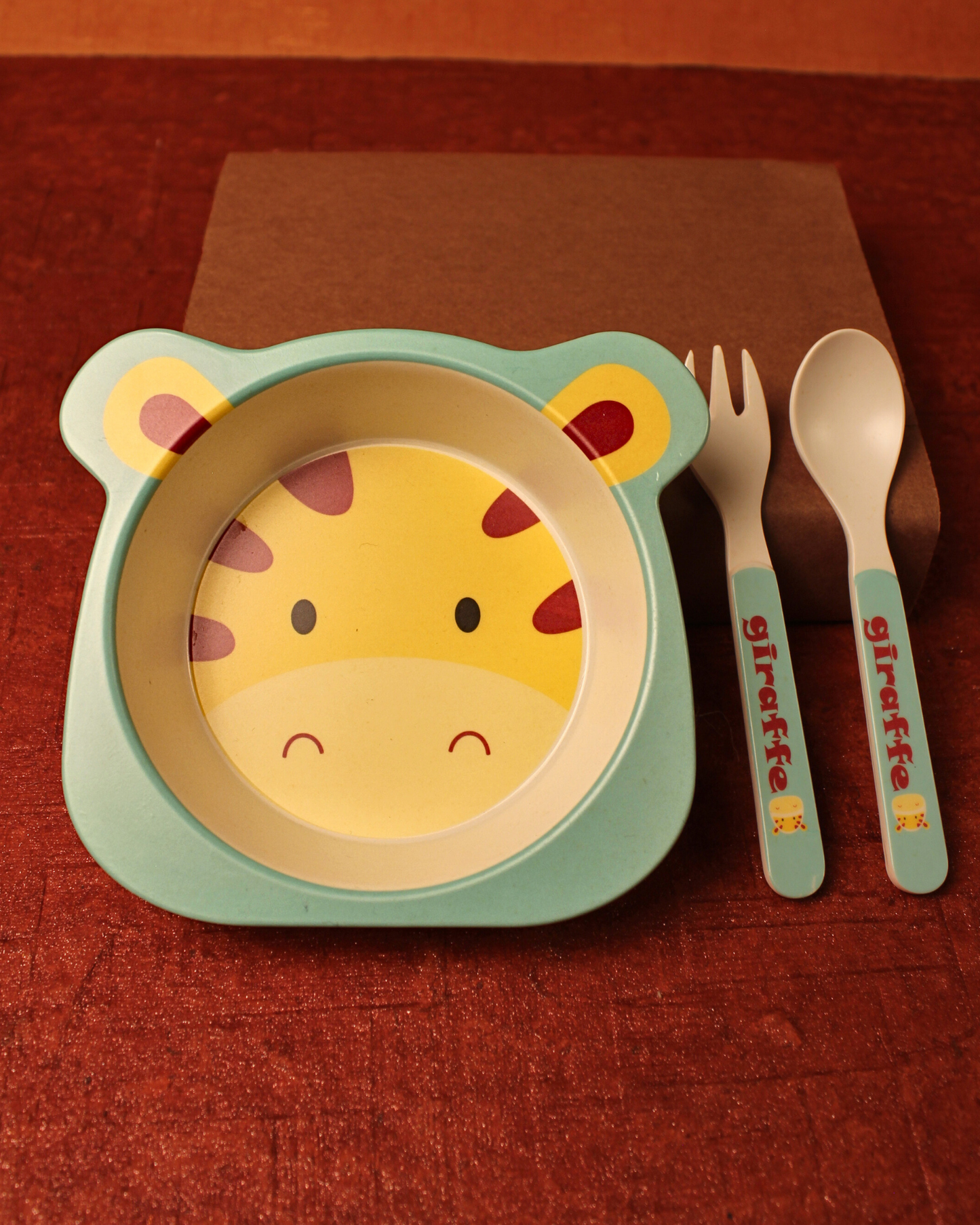 Stretch Giraffe Kids Bamboo Dinner Set of 5 | Eco-Friendly | 100% Organic | Stain Resistant | Break Resistant