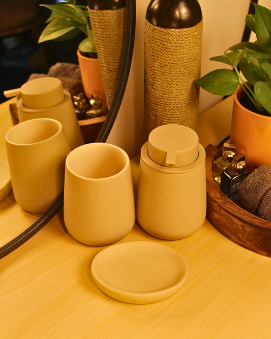 Sandstone Mini Ceramic Bath Set – Set of 3
