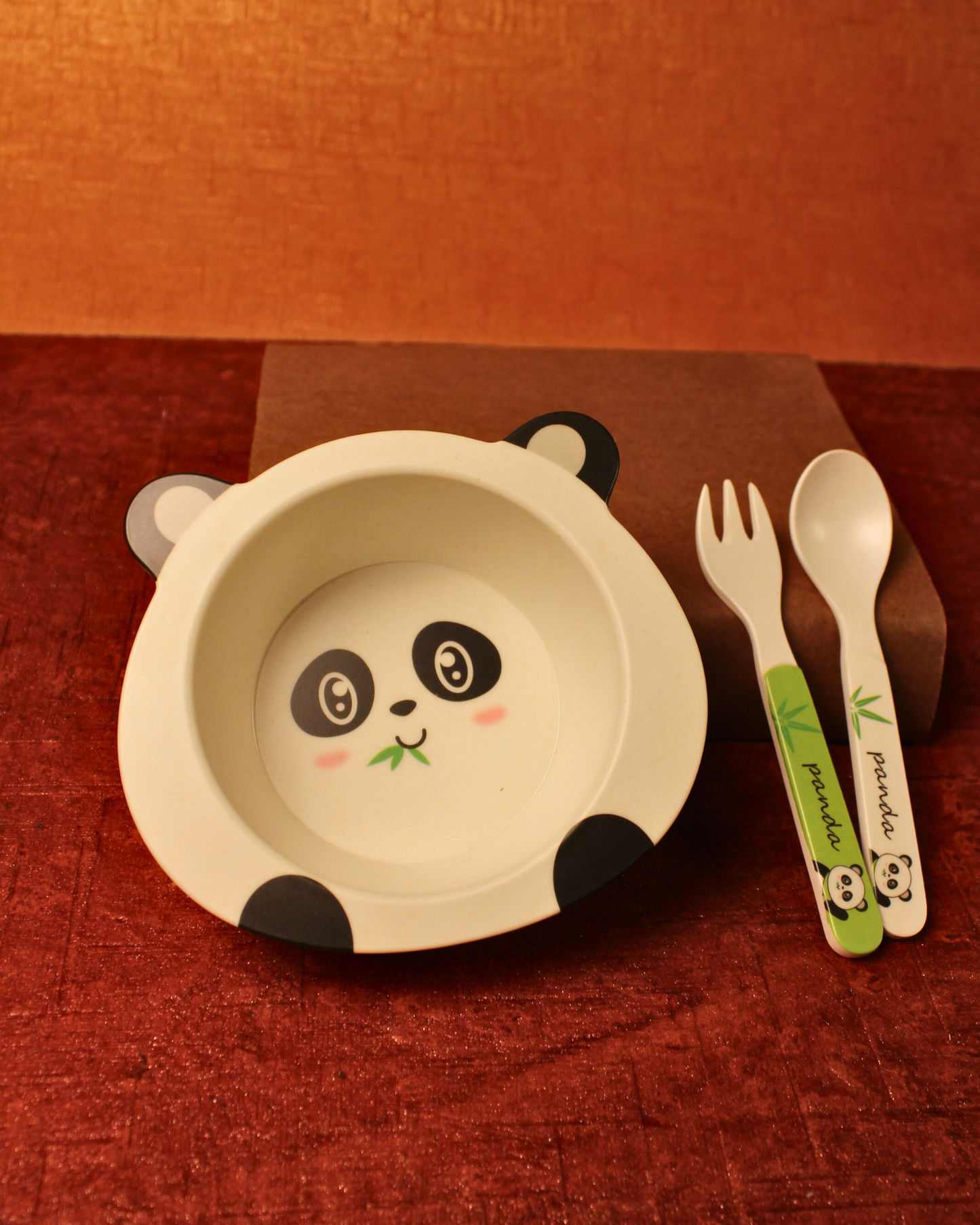 Pandy Panda Kids Bamboo Dinner Set of 5 | Eco-Friendly | 100% Organic | Stain Resistant | Break Resistant
