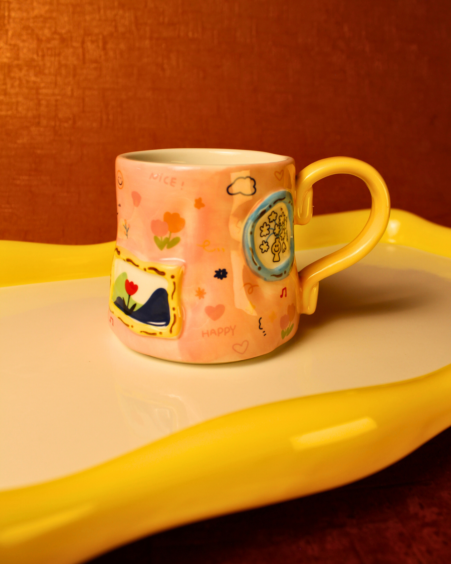 The Blush & Bow Ceramic Tea Set - 6 Cups with Ceramic Tray