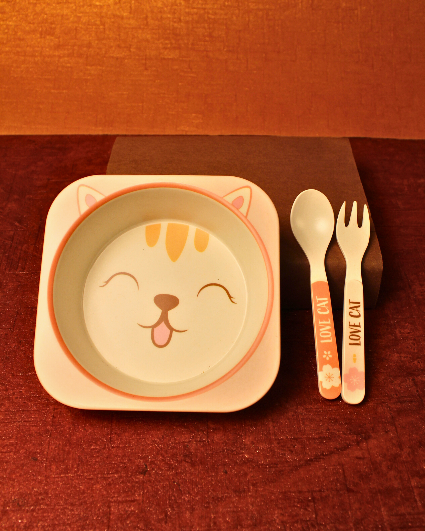 Sunny Kitten Kids Bamboo Dinner Set of 5 | Eco-Friendly | 100% Organic | Stain Resistant | Break Resistant