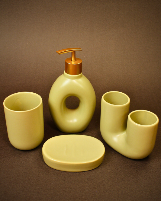 Verdant Halo Ceramic Bath Set – Set of 5