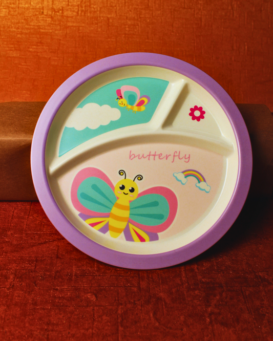 Flutter Butterfly Kids Bamboo Dinner Set of 5 | Eco-Friendly | 100% Organic | Stain Resistant | Break Resistant