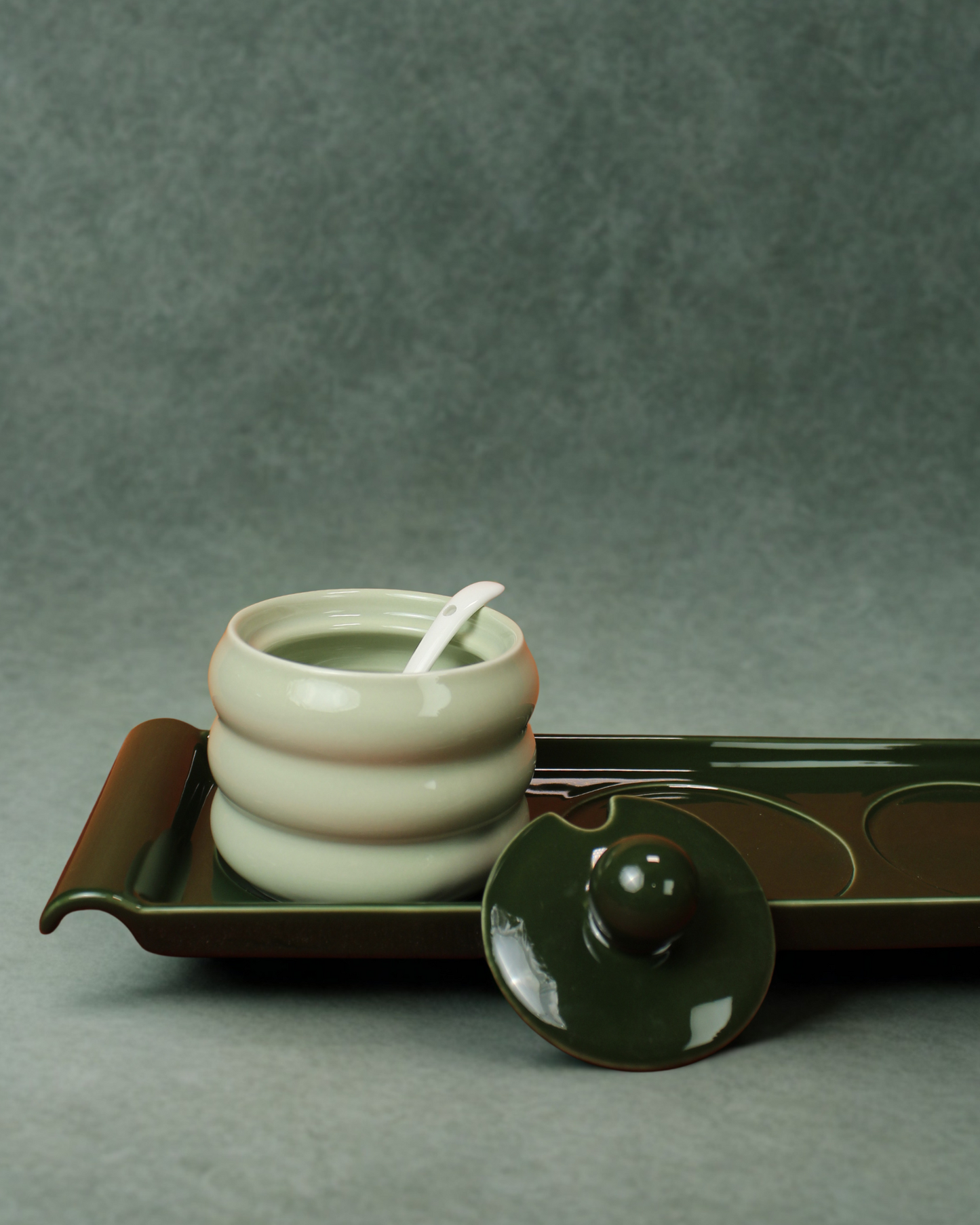 Emerald Duo Ceramic Spice Jars with Tray | Set of 7